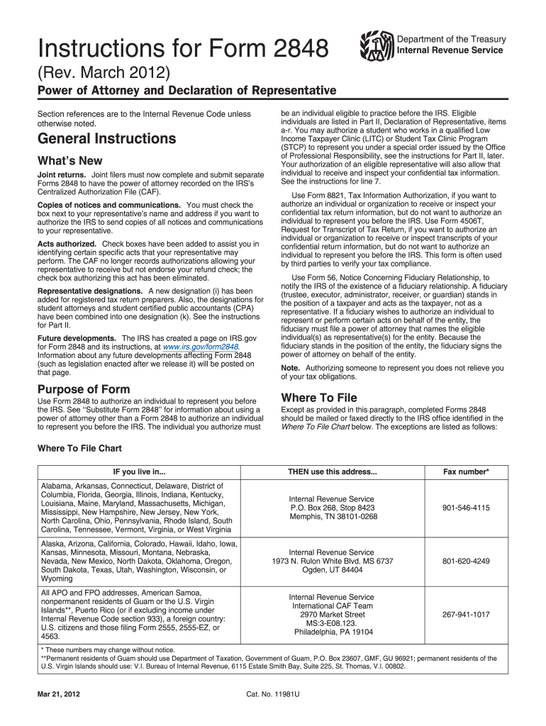 Form 2848 Instructions