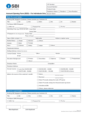  Account Opening Form for Resident Individuals Part 1 2014