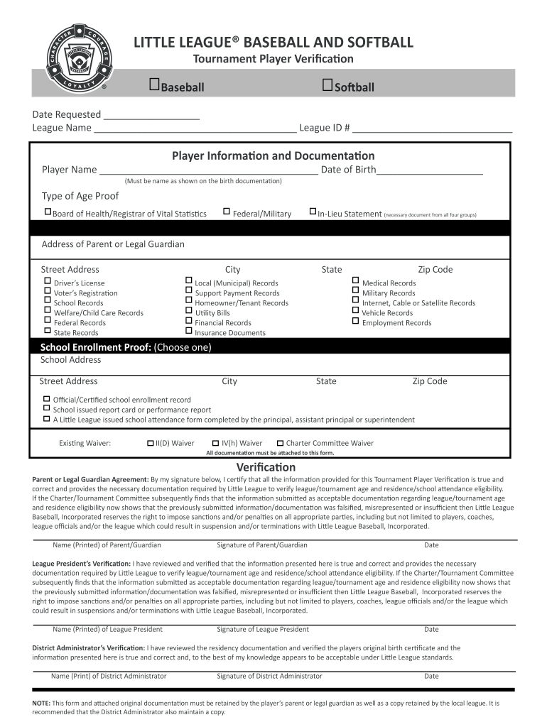 Little League Media Release Form