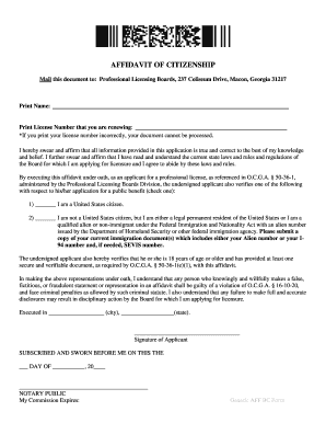 Affidavit of Citizenship Sample  Form