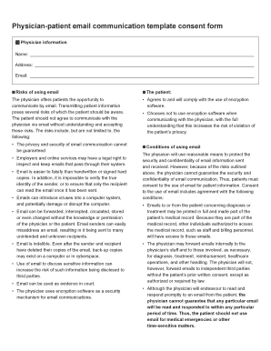 Physician Patient Email Communication Template Consent Form CMPA Oplfrpd5 Cmpa Acpm