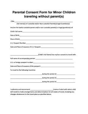 Treatment Consent Form Minor Template