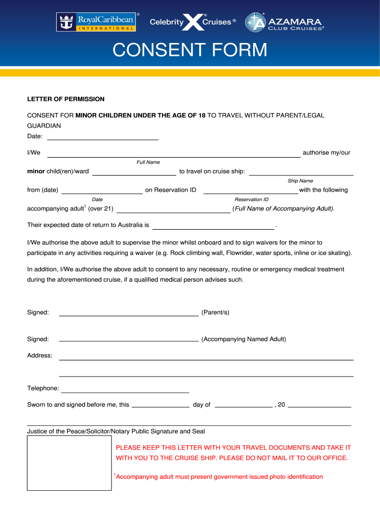 Royal Caribbean Parental Consent Form