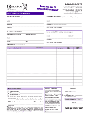 Printable Order Form Delasco