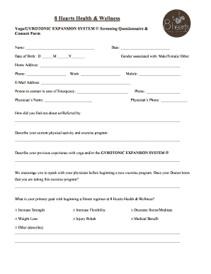 Yoga Screening &amp; Consent Form DOC