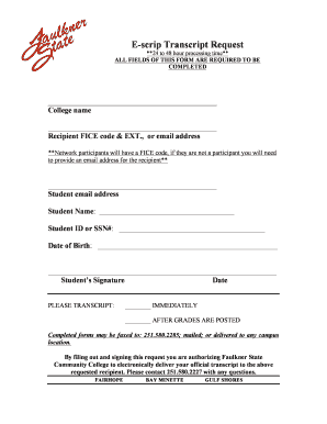 E Scrip Transcript Request Faulkner State Community College Faulknerstate  Form