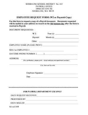 Employee Request Form W2 or Paystub Copy Shoreline Learn Shorelineschools