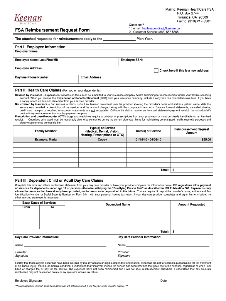 Keenan Flexible Spending Account  Form