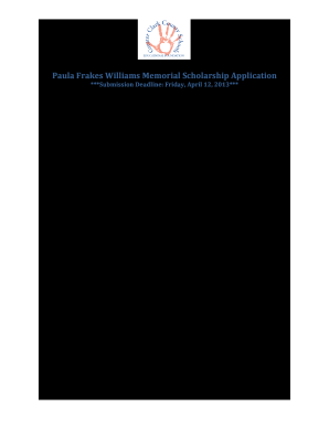 Paula Frakes Williams Memorial Scholarship Application Gcs K12 in  Form