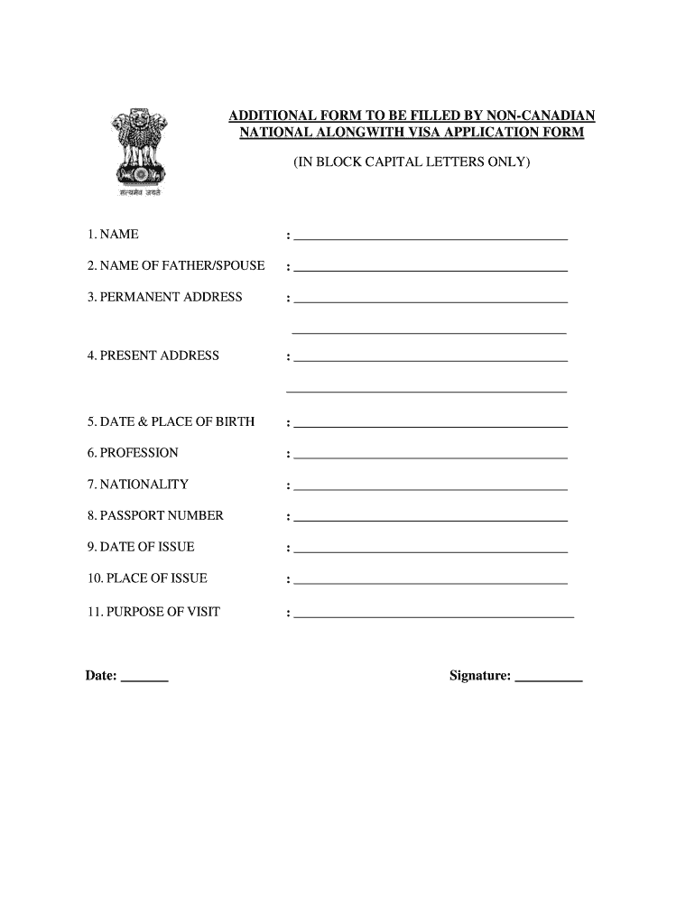 Printable Indian Visa Application Form