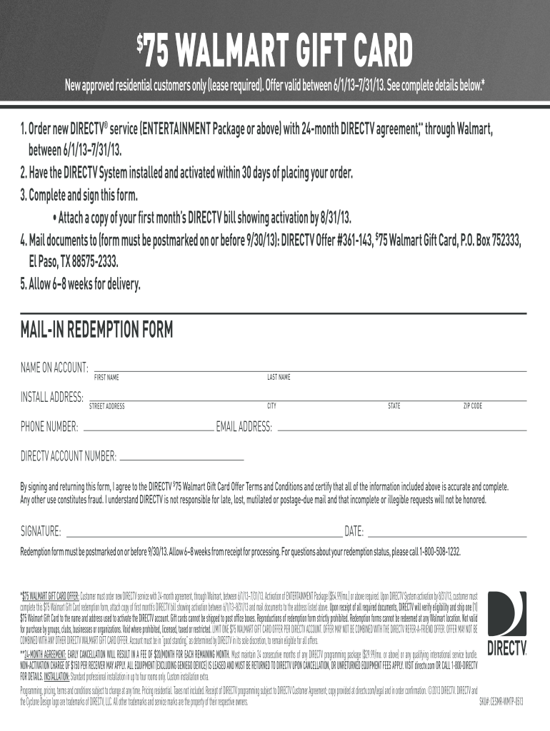 Directv Rebate  Form