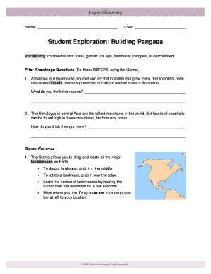 Building Pangea Gizmo Answers  Form