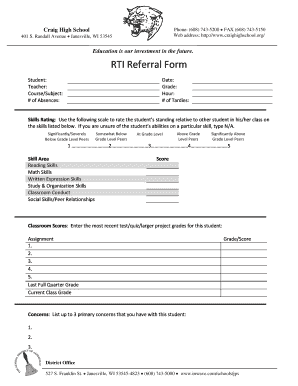 Rti Referral Form Examples