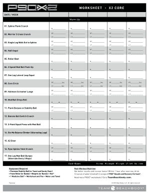 P90x2 Worksheets  Form