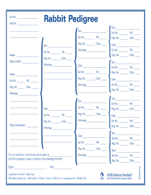 Rabbit Pedigree Template Fill Out And Sign Printable Pdf Template Signnow