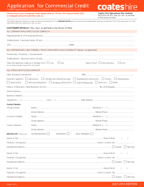 Coates Hire Account Application  Form