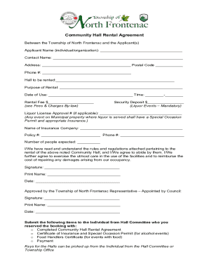 Community Hall Rental Agreement Template  Form