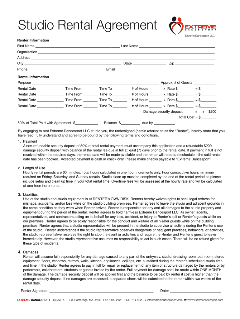 Studio Lease Agreement  Form