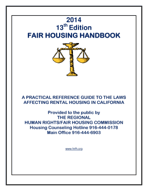 13 Edition FAIR HOUSING HANDBOOK Human RightsFair Hrfh  Form