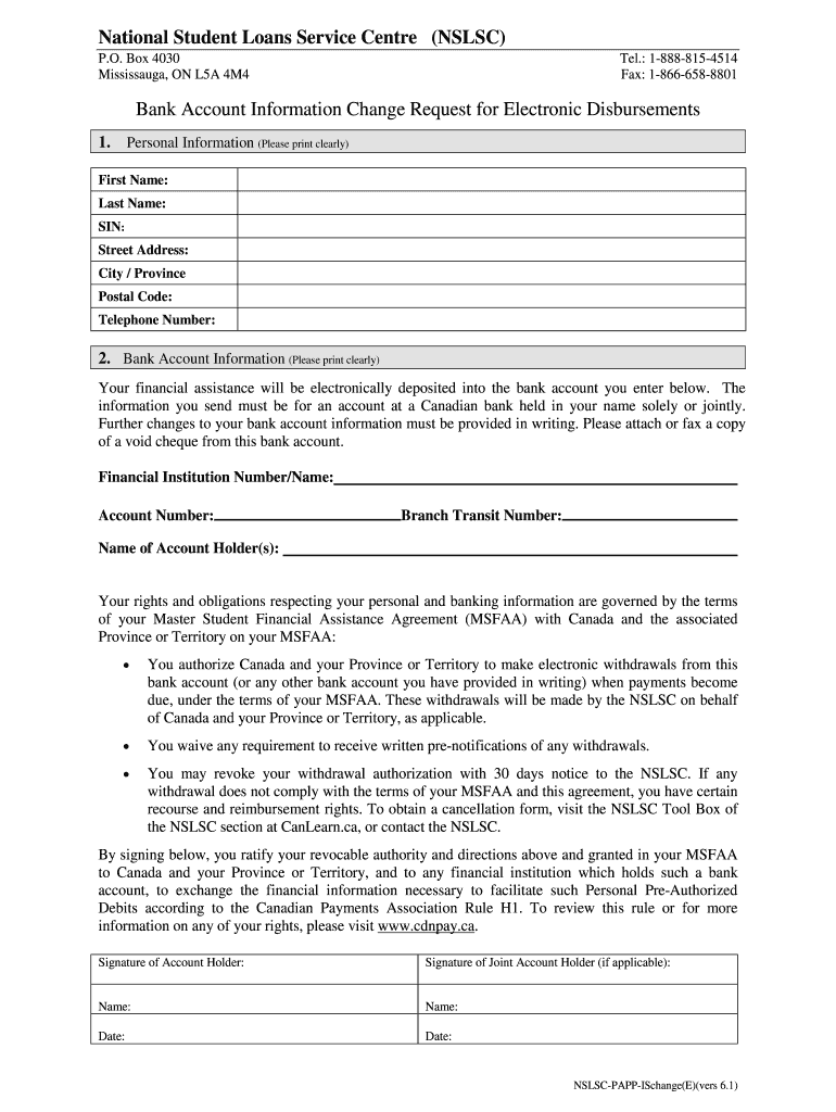 Nslsc Bank  Form