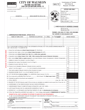 Wauseon Income Tax  Form