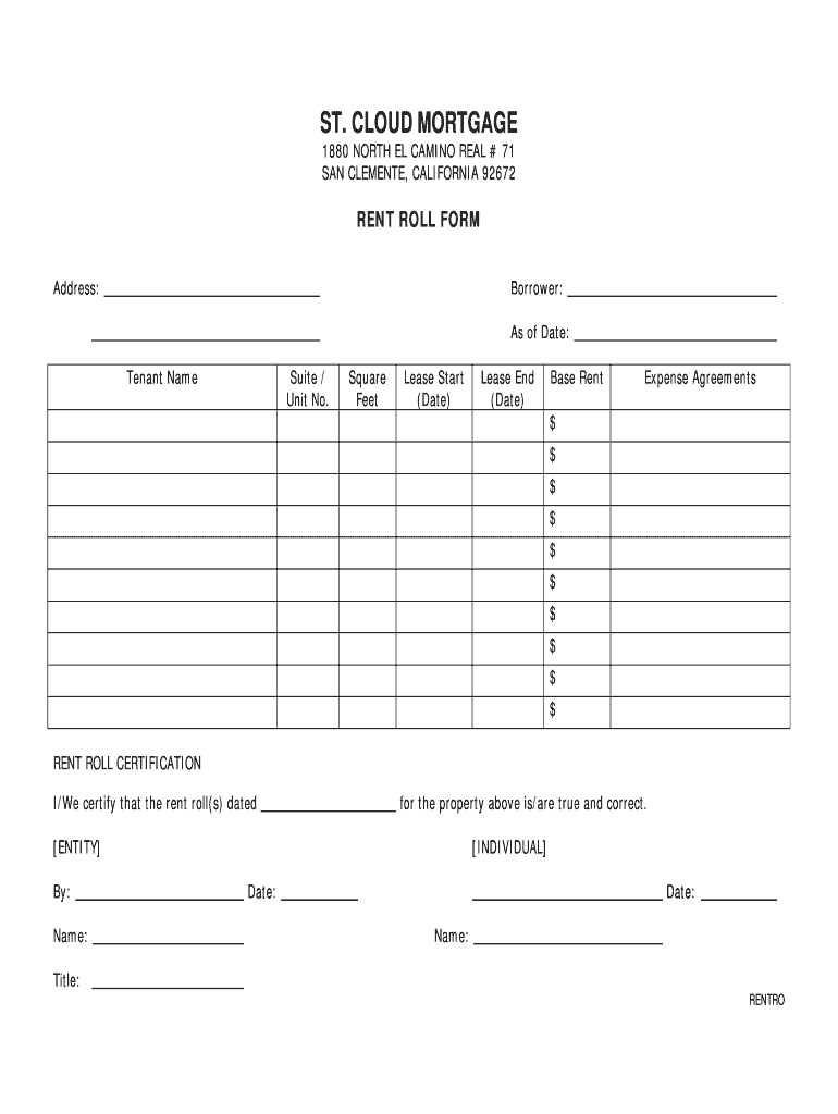 Rent Roll Form