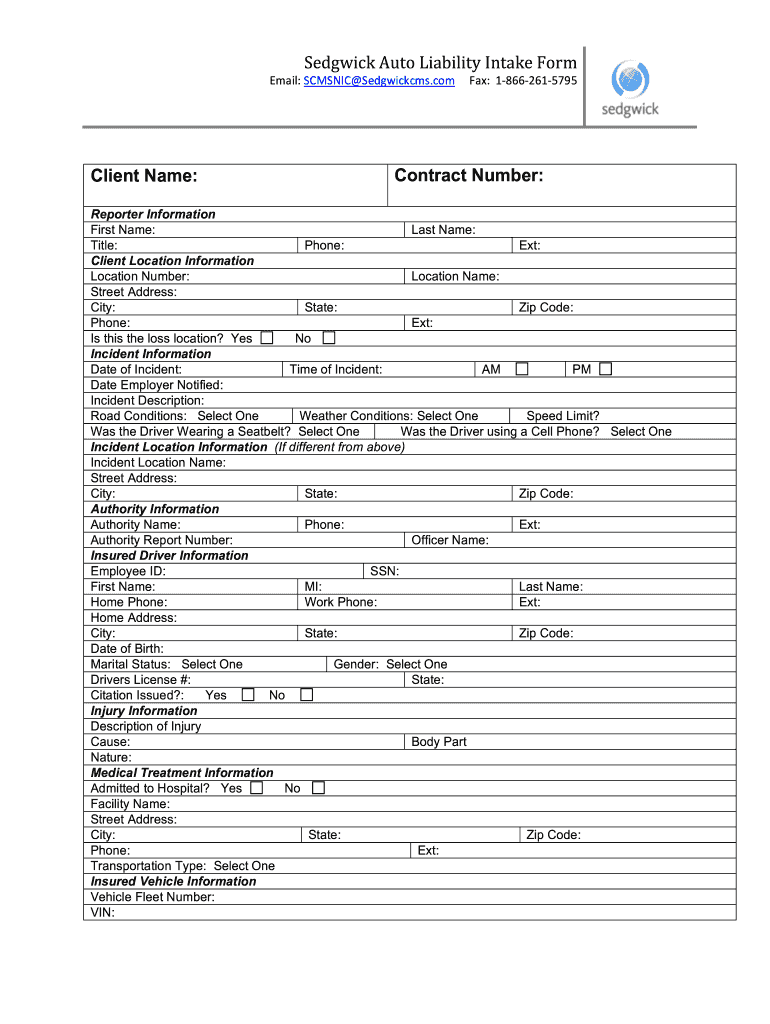 Sedgwick Std Claim Form