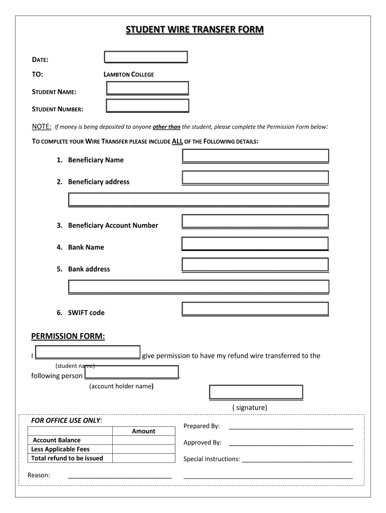 Lambton College Refund Policy  Form