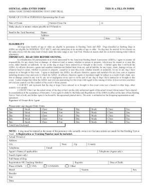 AHBA Entry Form American Herding Breed Association