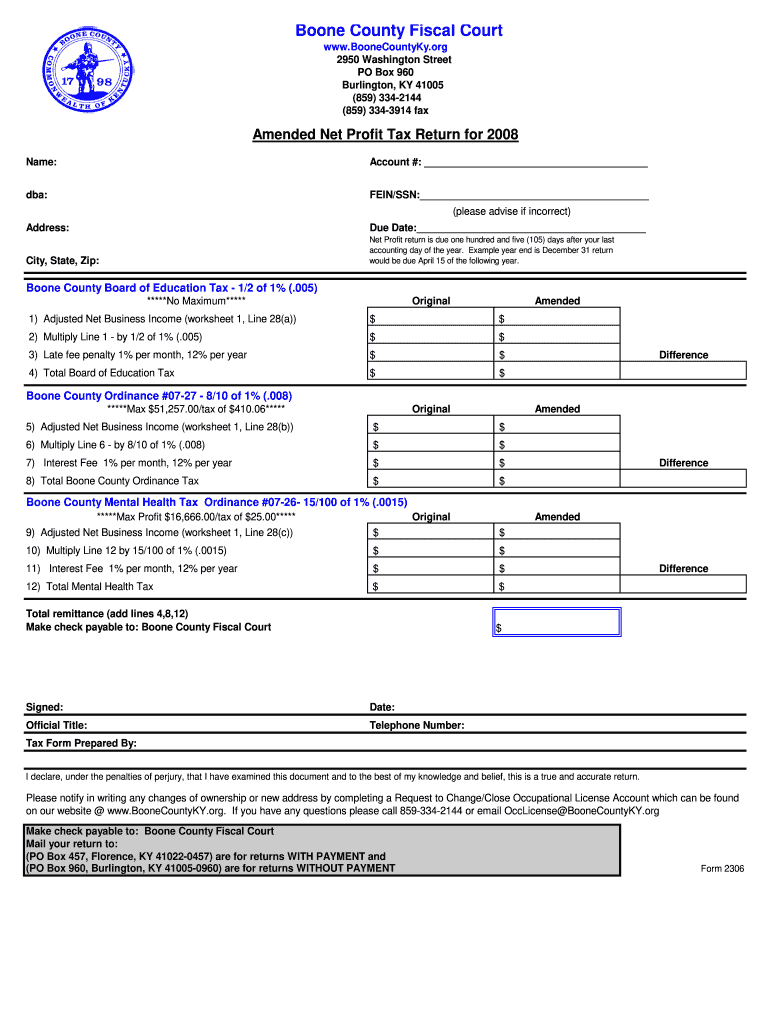  Netprofit Form  Boonecountyky 2008