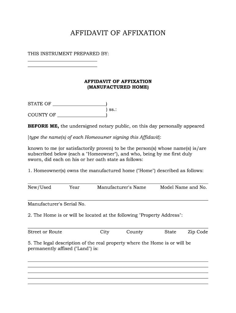 Affidavit of Affixation  Form