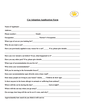 Cat Adoption Application Template  Form