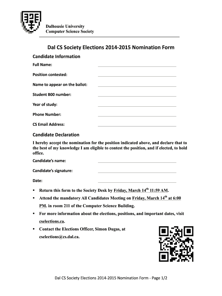  Housing Society Election Nomination Form 2014-2024