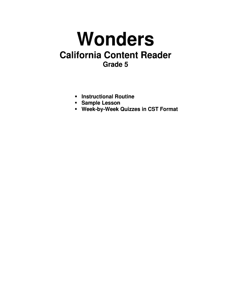 Wonders California Content Reader  Form