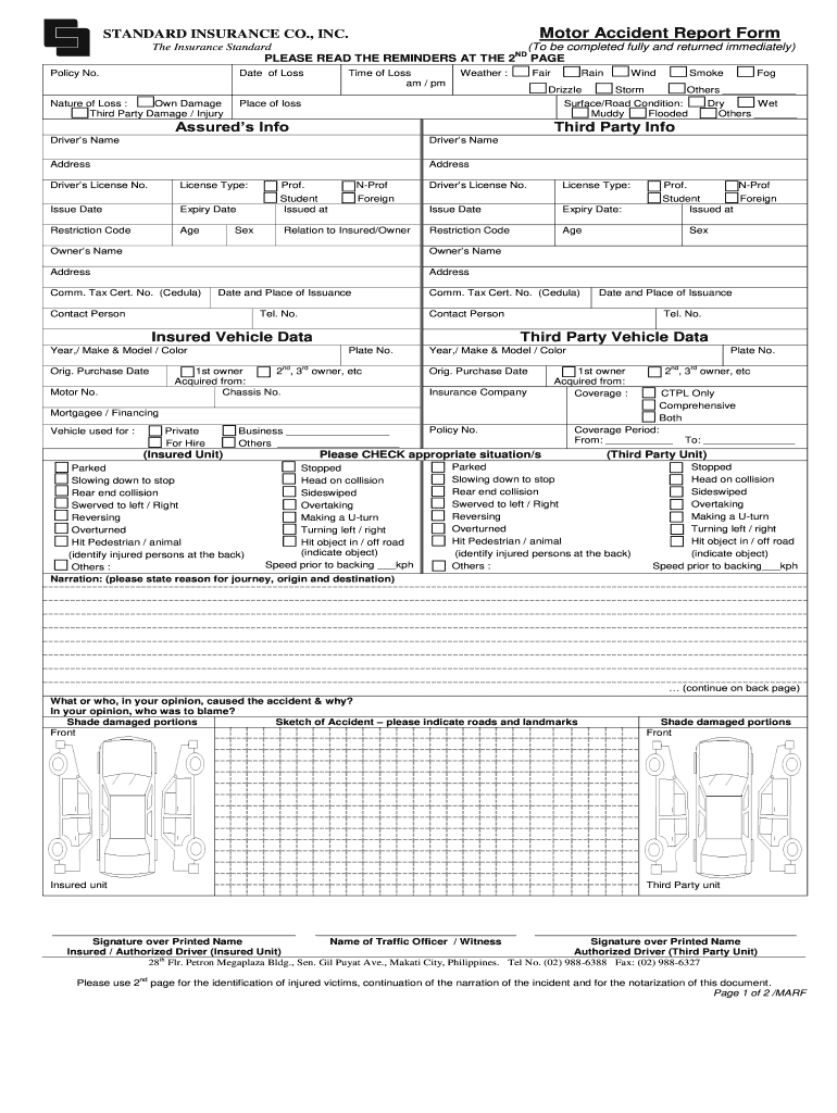 Motor Carrier Accident Report Form