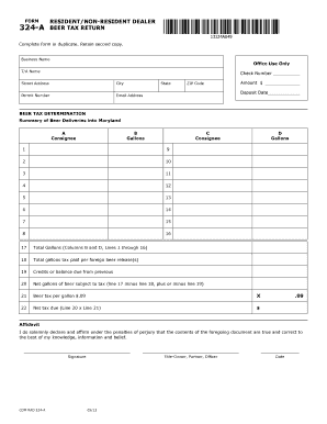 FORM 324 Comptroller of Maryland