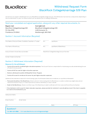 Blackrock 529 Withdrawal  Form