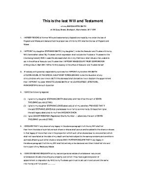 Last Will and Testament Template for Single Person  Form