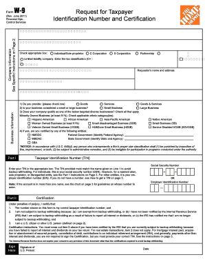 Home Depot W9  Form
