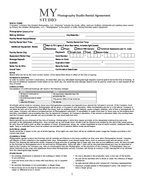 Studio Rental Agreement  Form