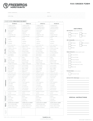 Birds Fax Order Form