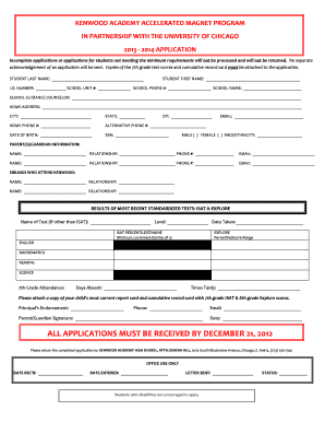 High School Academy Application Form