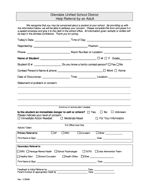 Referral School  Form