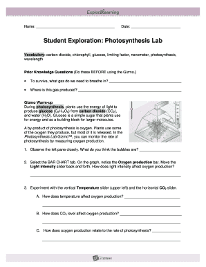 Photosynthesis Lab Gizmo Answer Key PDF  Form
