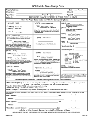 GFC CMLS Status Change Form UDoitRealty Com