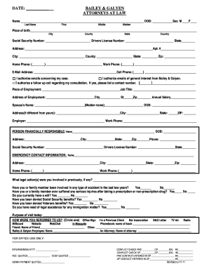 Divorce Intake Sheet Form