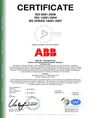 Abb Iso Certificate  Form