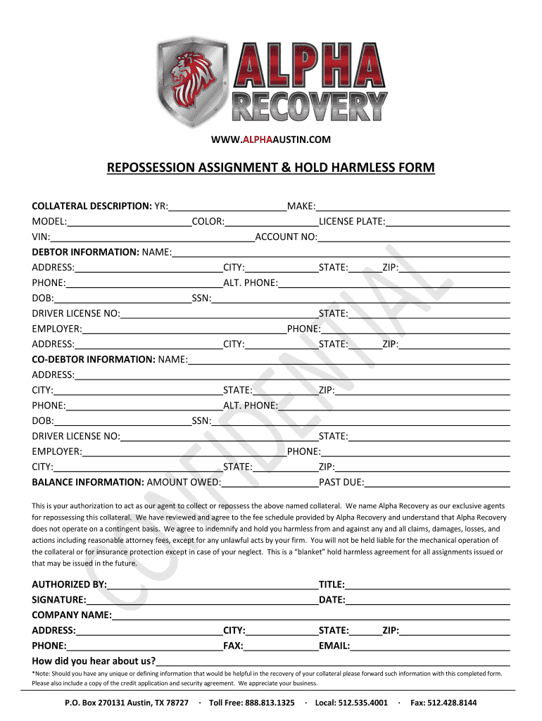 Repossession Assignment Form