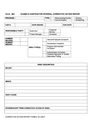 Laboratory Corrective Action Form