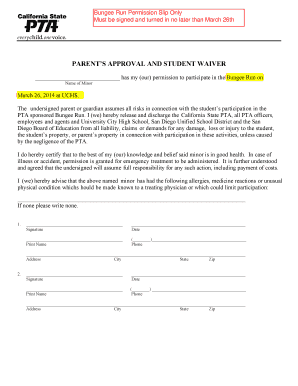 PARENT S APPROVAL and STUDENT WAIVER  Form